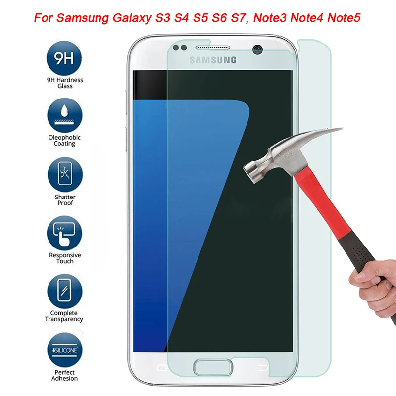 Высококачественная защитная пленка из закаленного стекла для samsung Galaxy S7 S6 S5 S4 Note 5