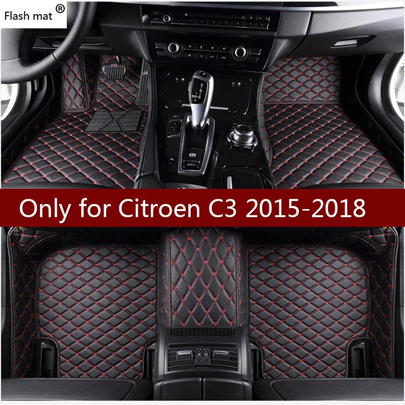 Flash mat кожаные автомобильные коврики в салон для Citroen C3 2015 2016 2017 2018