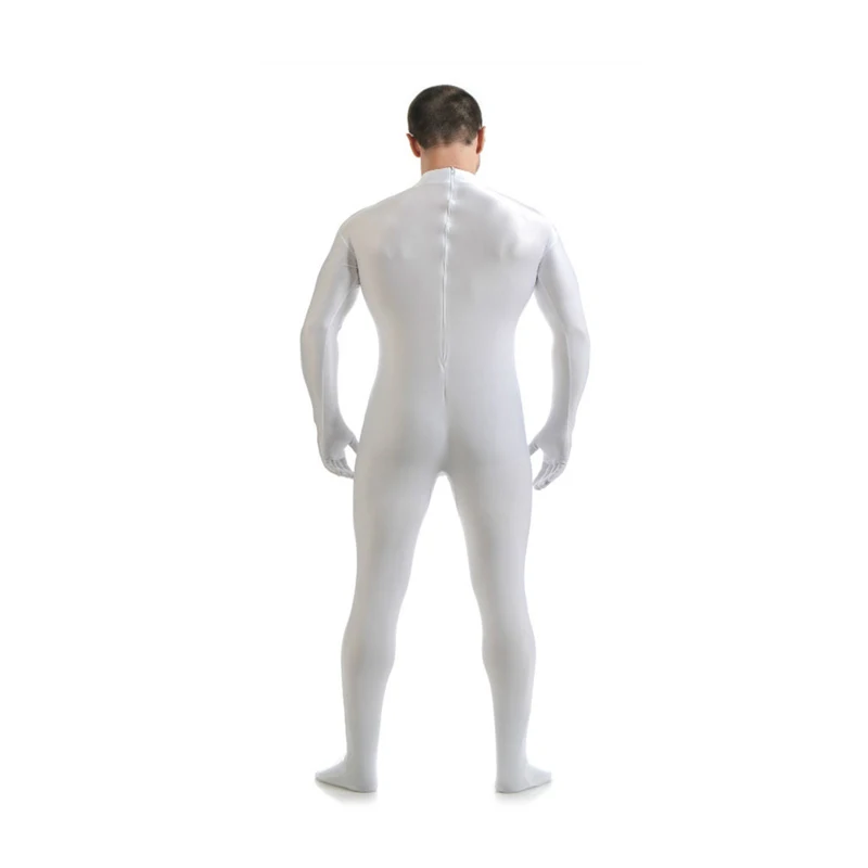 Ainclu Мужская спандекс из нейлона и лайкры Zentai белая тело вторая кожа, облегающая без головы танцевальная одежда Костюм Hallween комбинезон для взрослых