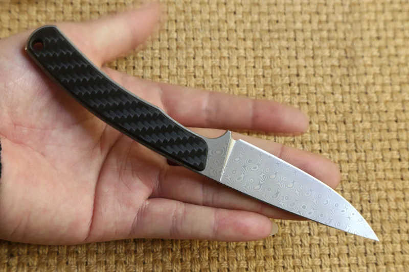 Прямой нож с фиксированным лезвием из дамасской стали DICORIA MG KYDEX тактический для