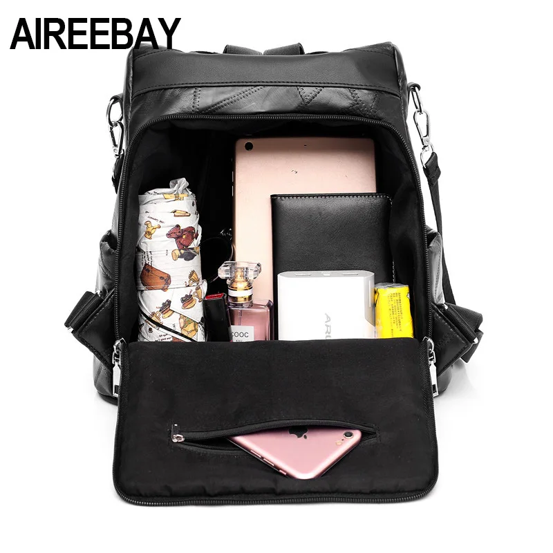 Женский кожаный рюкзак AIREEBAY школьный для девочек-подростков модная повседневная