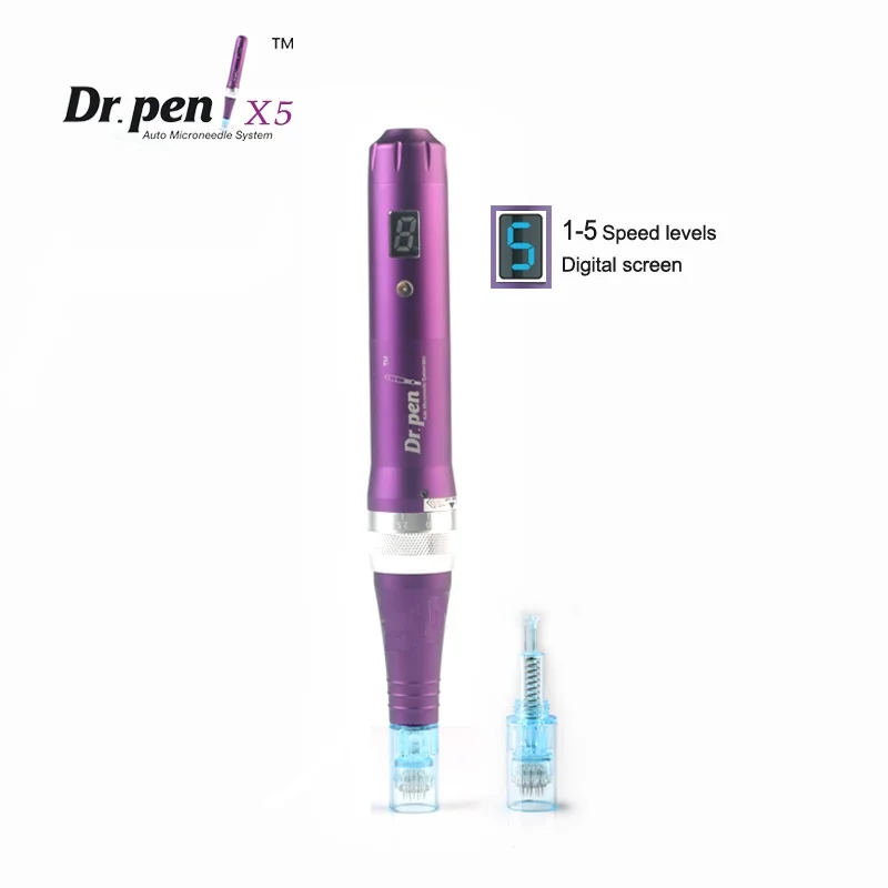 Новейшая dr. pen X5-C Проводная микроиглы терапия система ручка для мезотерапии с винтом и иглой картридж цифровой дисплей экран Дерма ручка