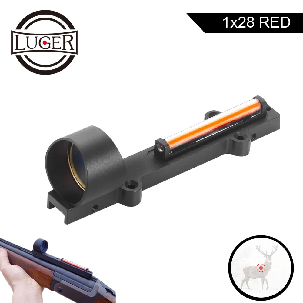 LUGER 1x28 волоконный красный точечный прицел Охотничья винтовка страйкбол