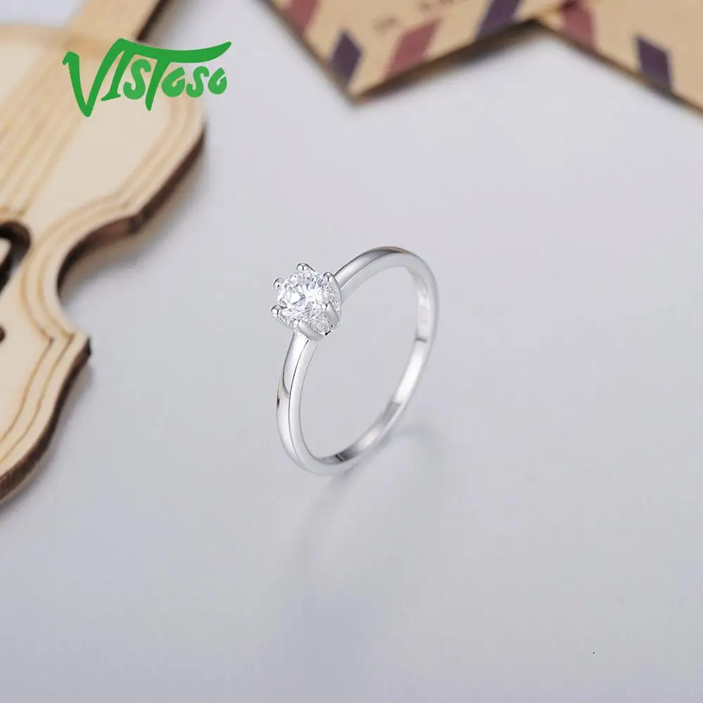 VISTOSO 925 пробы серебряные кольца для женщин сверкающие белые CZ Камни обручальные