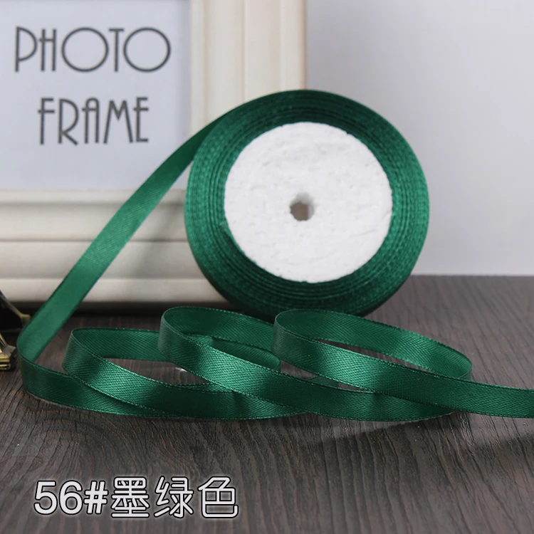 Blackish green Горячая распродажа 10 мм односторонняя Свадебная атласная лента DIY Украшение подарок рождественские ленты вечерние декоративные ленты длиной 22 метра - Цвет: Blackish green