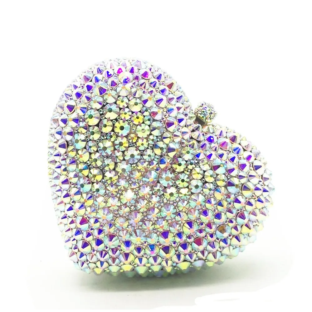 

women red/black/hot pink/green/white Heart Shape Diamond Crystal mother of the bride bag wedding bag crossbody messenger bag