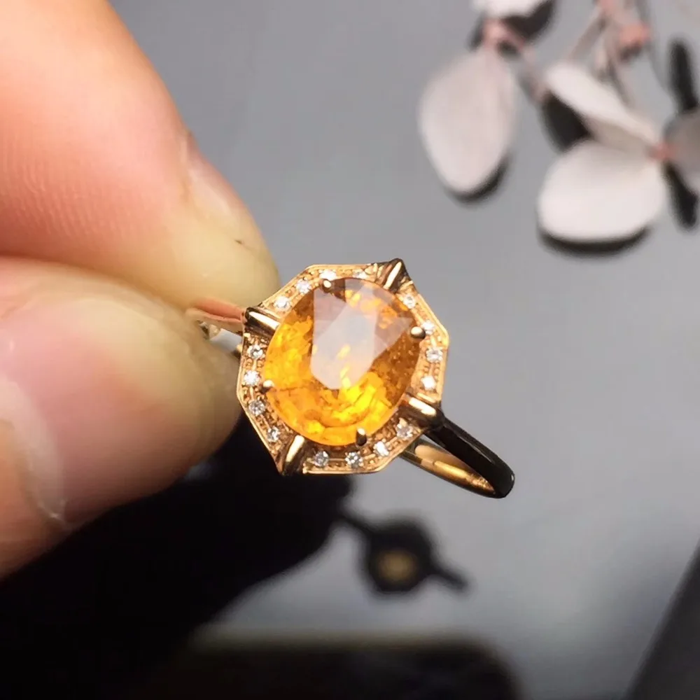 Ювелирные изделия из настоящего золота 18K G18K AU750 100% натуральный желтый Спессартин