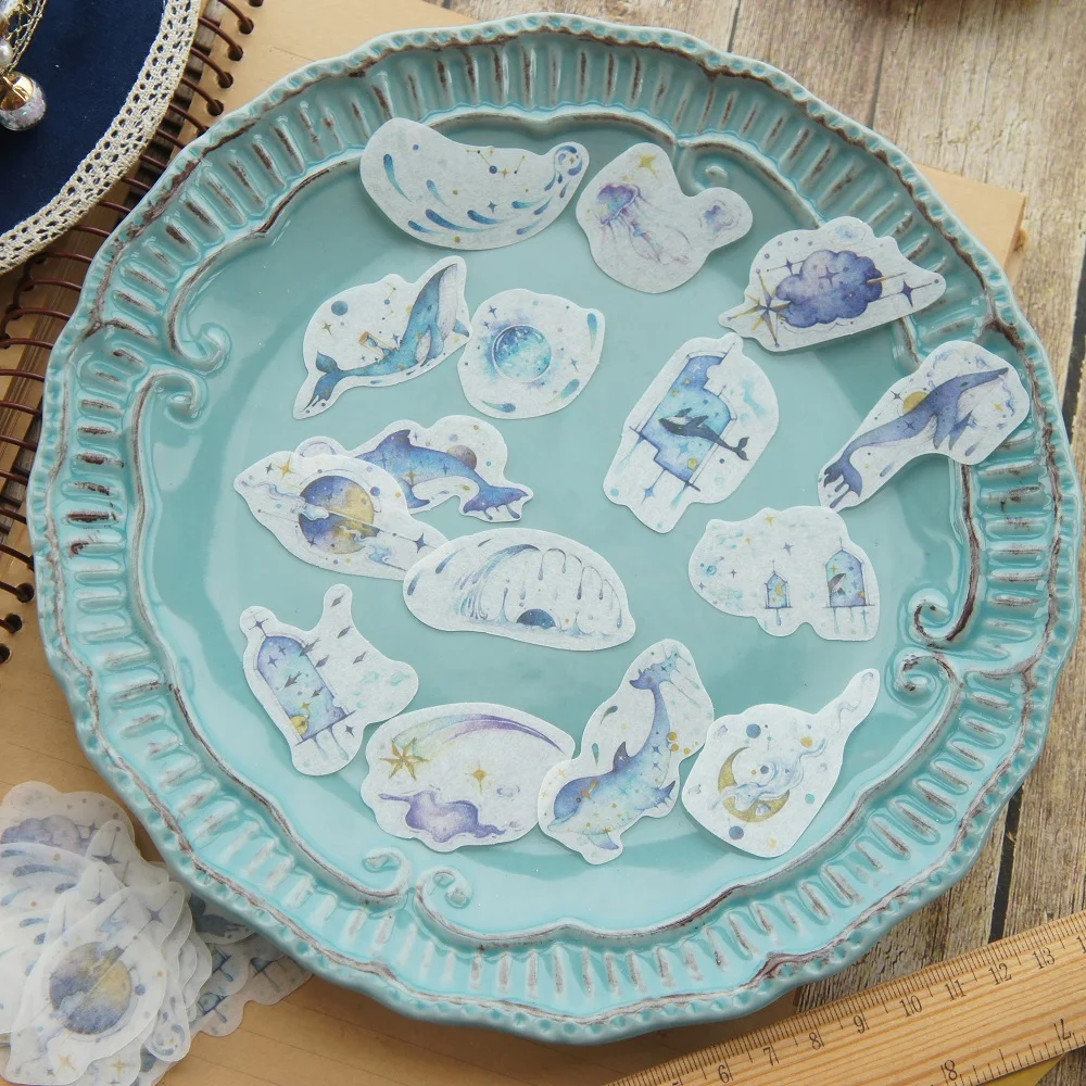 

44pcs Blue Star Sea Design Sticker As Gift Decoration Scrapbooking DIY Sticker Wedding Birthday Party Gift Seal