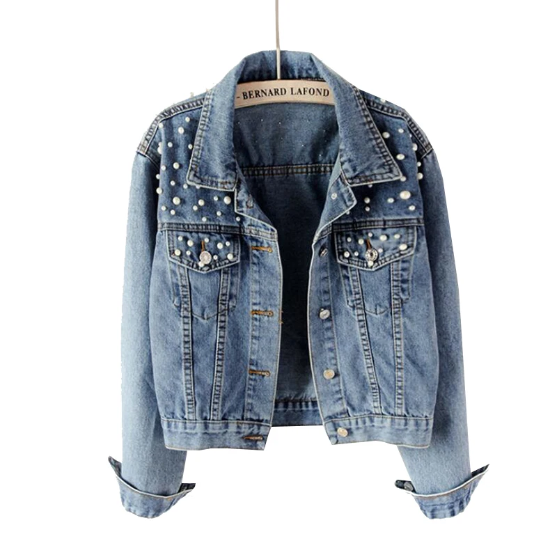 2019 весенние джинсовые куртки женские свободные большие размеры короткие Женские