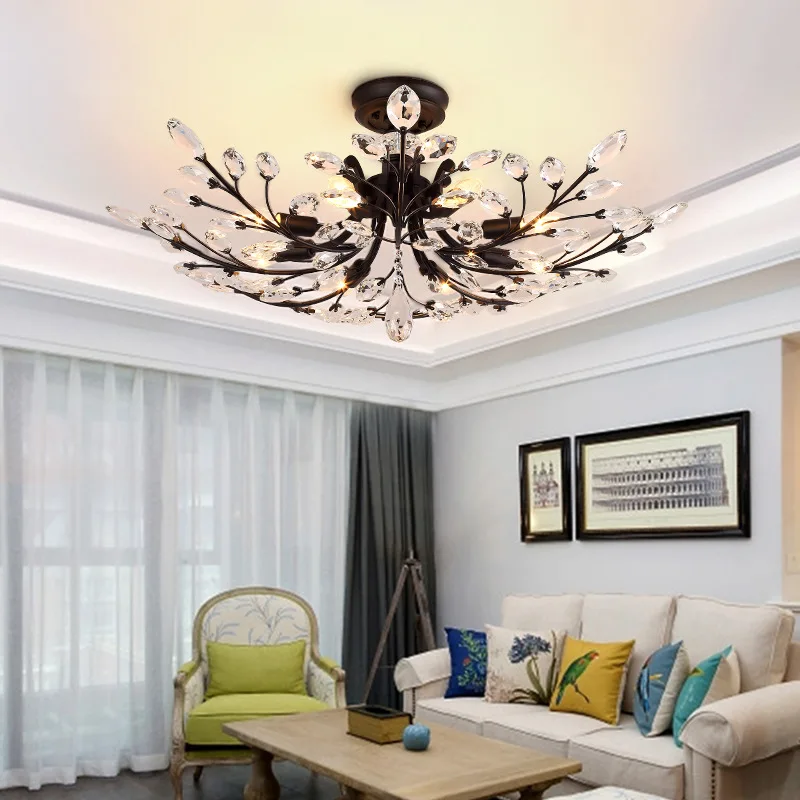 Светильник с кристаллами для гостиной спальни осветительные приборы потолочные