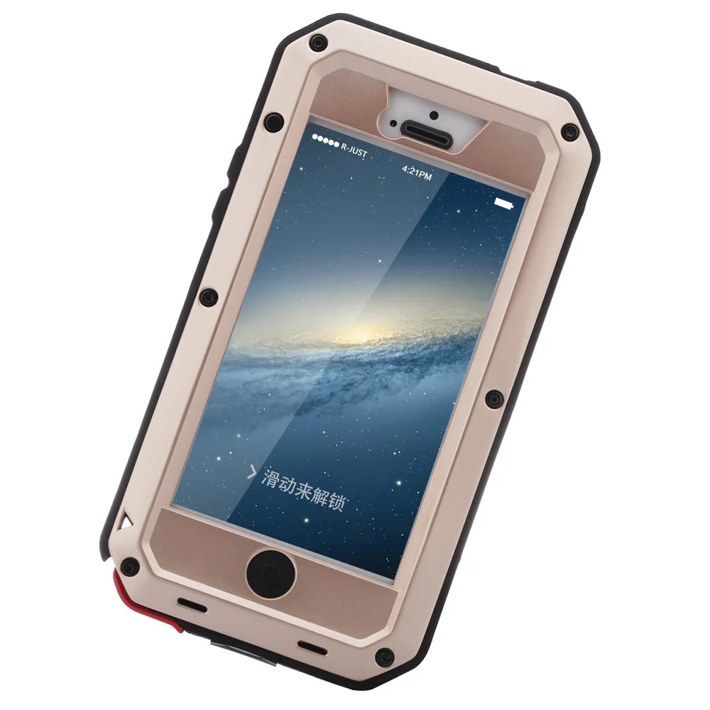 R-JUST роскошь для iPhone 5 5C 5S SE алюминиевый корпус Гибридный противоударный супер