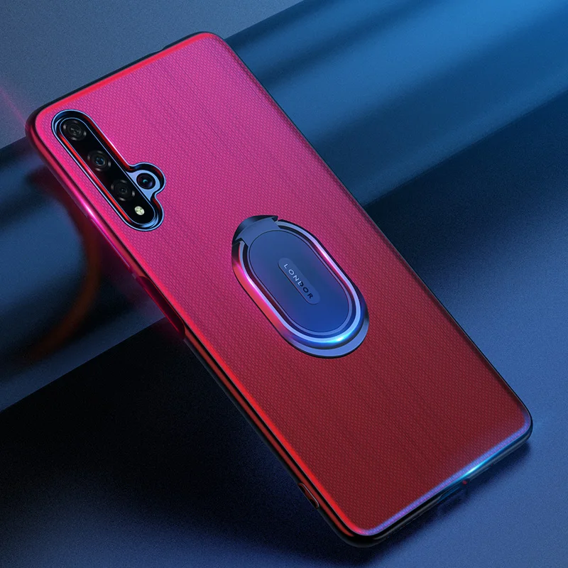 Чехол для Huawei Honor 20 роскошный кожаный чехол с магнитным кольцом и подставкой