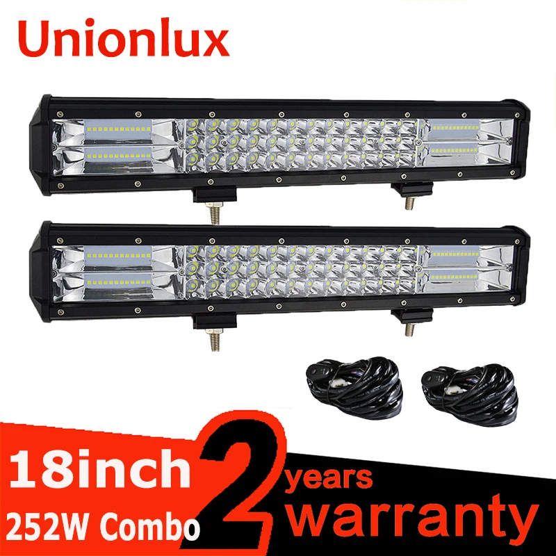 

17-18inch 252W Led Light Bar Work Light Wiring 7D led bar 3-Row 4x4 Truck ATV Car Roof Offroad Driving Light Bar