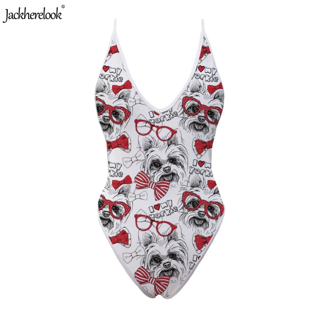 Слитные купальники Jackherelook с принтом из мультфильма йоркширского терьера