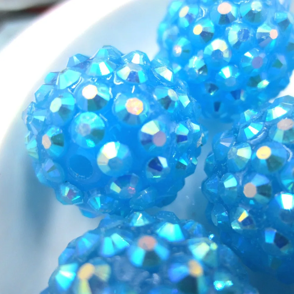

Quality Guarantee 50Pcs Blue 20mm Chunky Resin Rhinestone Ball Beads DIY Accessories Loose Beads For Kids Beaded Bracelet Making