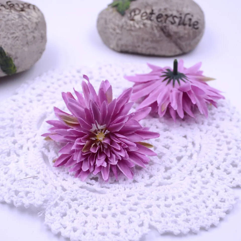 light purple 10 шт/партия шелк 7,5 см Гербера искусственный цветок для свадьбы дома ромашка украшение свадебная композиция одежда шляпы аксессуары цветок - Цвет: light purple