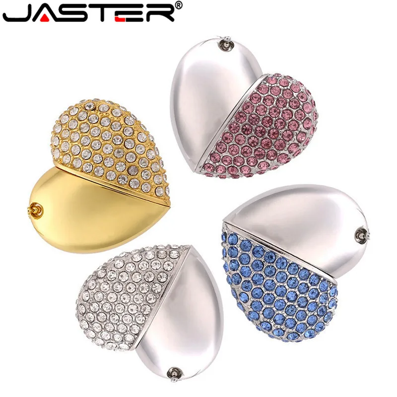 JASTER металлическое Хрустальное сердечко Любовь USB флеш накопитель драгоценный