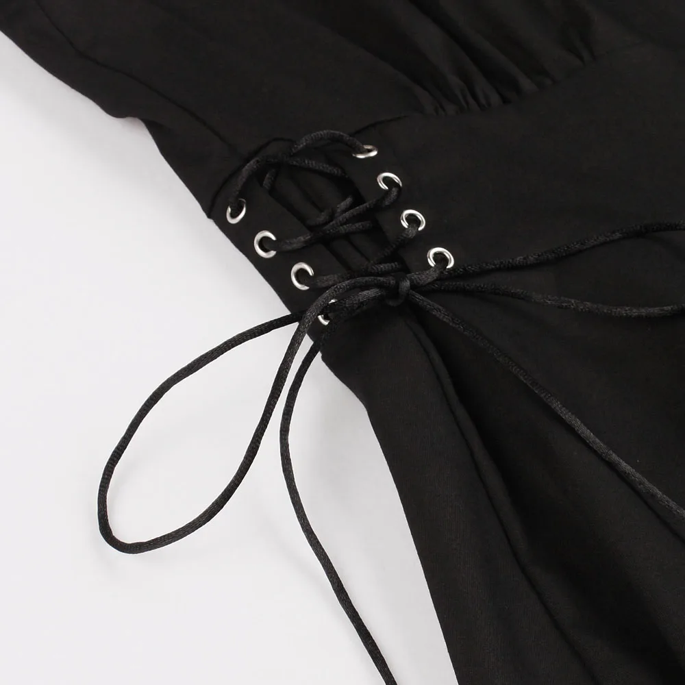 Womens Vintage Black Dress Rockabilly Swing Pin Up Ladies Summer Party Dresses Elegant Gothic Corset Jurken Zomer 2020 | Женская одежда