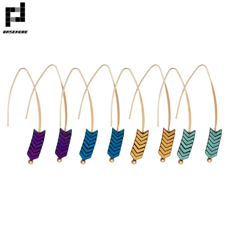 Женские Разноцветные серьги BASEHOME из натурального камня с геометрическим узором |