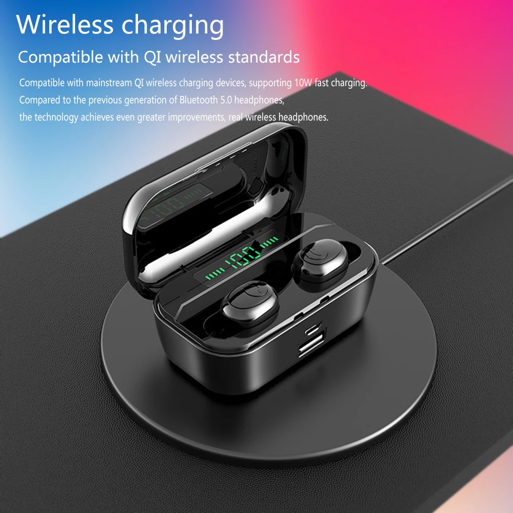 Bluetooth 5 0 TWS беспроводная гарнитура 3500 мАч Беспроводная зарядка 8D стерео HIFI IPX7
