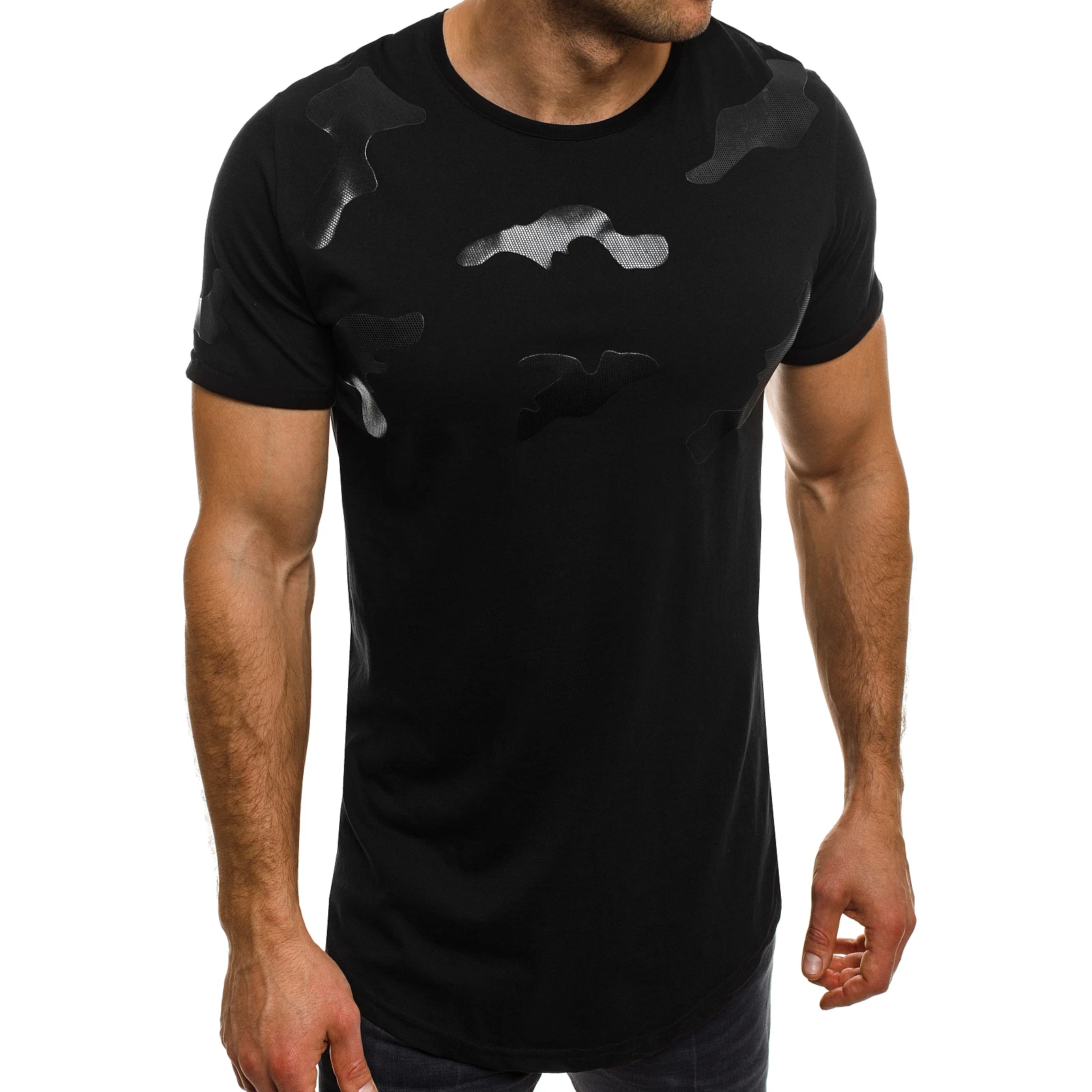 Мужской 2018 бренд короткий рукав с камуфляжным принтом простой Стиль футболка