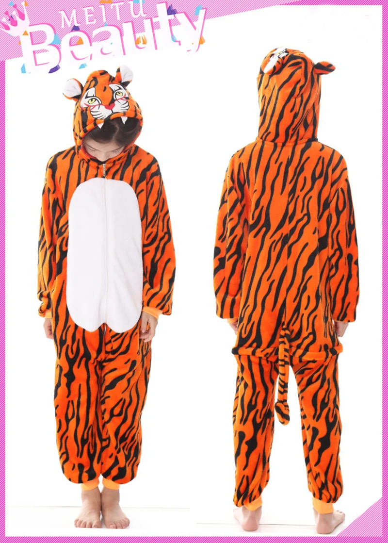 Kigurumi Onesie/Детские пижамы с пандой; детские комбинезоны единорог с рисунками животных; зимняя одежда для сна для мальчиков и девочек; детская пижама