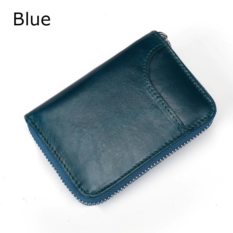Blue BONAMIE, натуральная кожа, функциональный чехол для карт, бизнес-держатель для карт, для мужчин и женщин, сумка для кредитных карт, ID-карта, кошелек, RFID Блокировка, красный, черный - Цвет: Blue