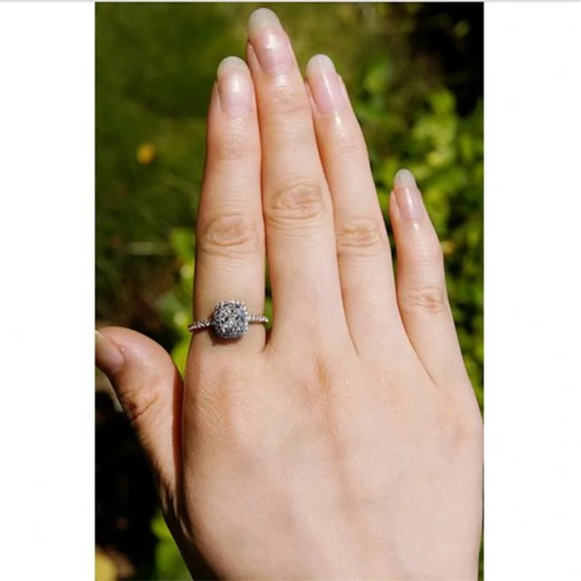 Настоящее серебро 925 пробы обручальные кольца для женщин принцесса огранка 5А CZ обручальное кольцо имитация бриллианта платина ювелирные изделия