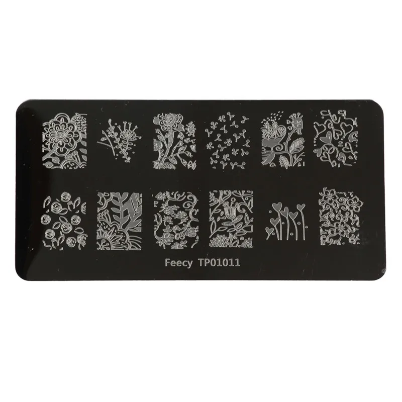Feecy TP01011 Пластины для штамповки ногтей 6*12 см шаблоны для ногтей DIY Нержавеющая Сталь Штамп маникюрный трафарет Инструменты дизайн ногтей штамп Шаблоны - Цвет: Feecy TP01011