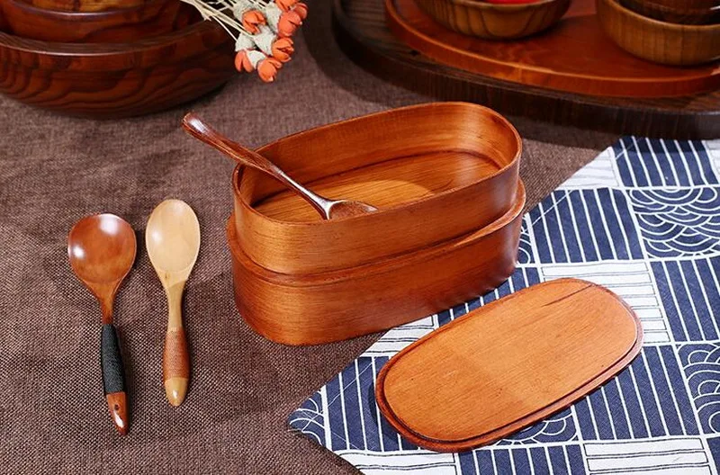 Из двухслойной древесины инструменты японский ящик для хранения bento box студенческие деревянные суши Сова коробка для хранения