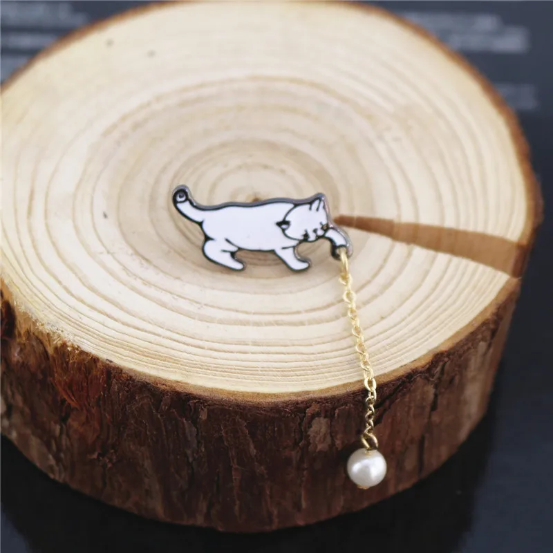 2020 новый японский и корейский стиль белая эмаль котенок ловля мяча имитация