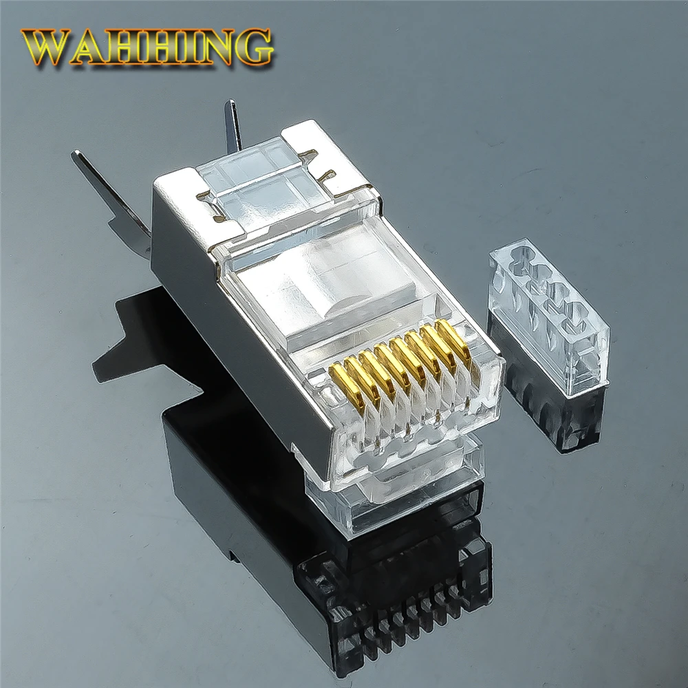 50/100pcs RJ45 Connector Cat6a Cat7 RJ45 plug shielded FTP 8P8C Network Crimp Connectors HY1530