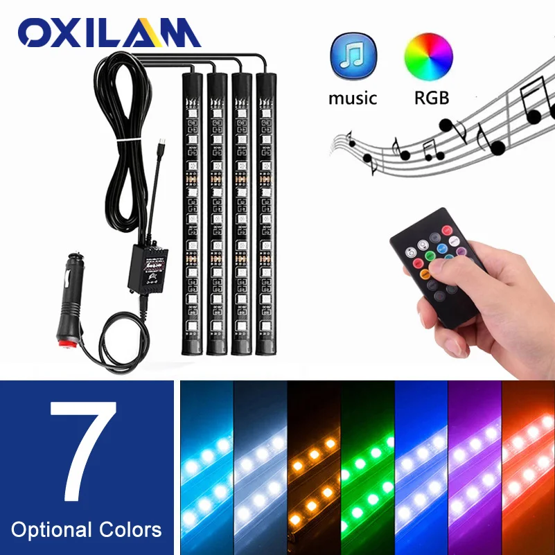 Светодиодный светильник лента RGB для салона автомобиля декоративное освещение