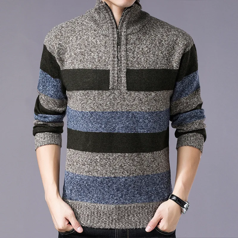 

Special add wool turtleneck collar knitting sweater qiu dong men striped sweater