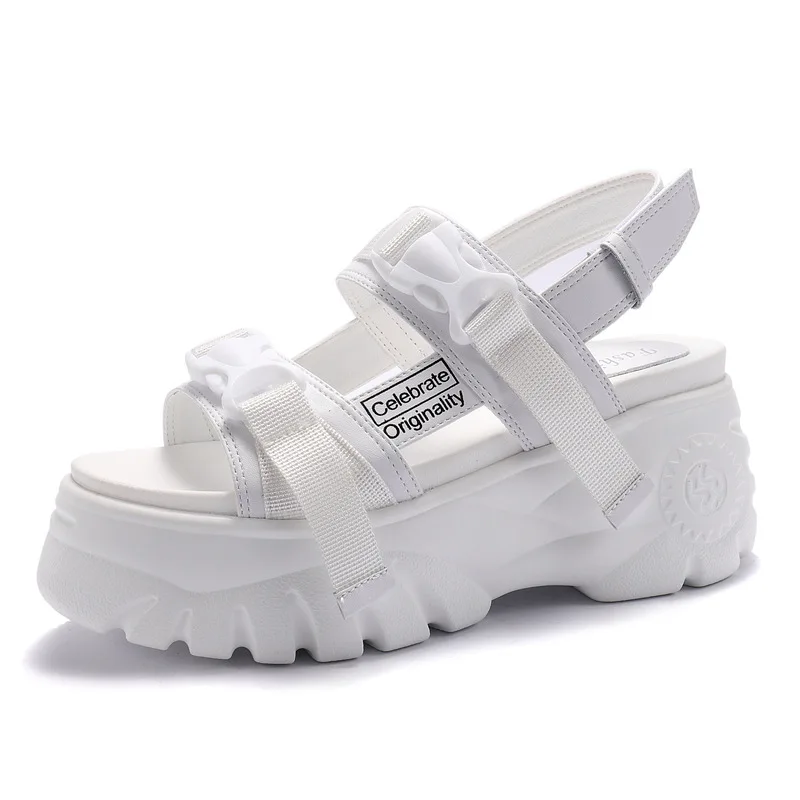 SWYIVY/женские летние босоножки обувь на танкетке Лидер продаж 2019 года белые туфли