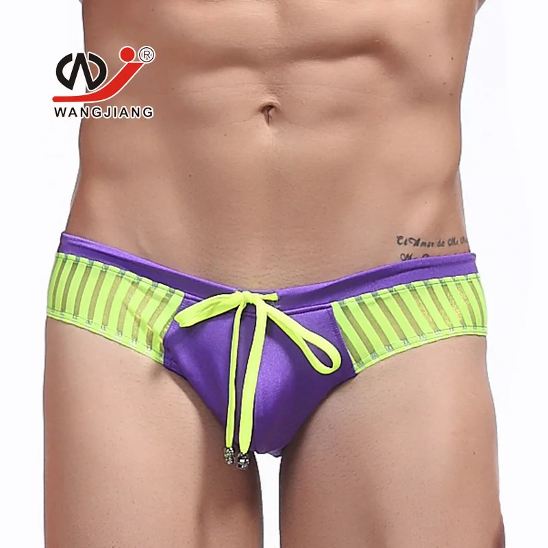 Фирма WJ мужские трусы брифы оптом из пряжи и тюля Block (цветовой блок) сексуальное