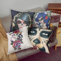 beauty witch cushion cover 4545cm carton lantern portrait terror bat pillow for sofa throw pillow cover bedroom sofa home decor