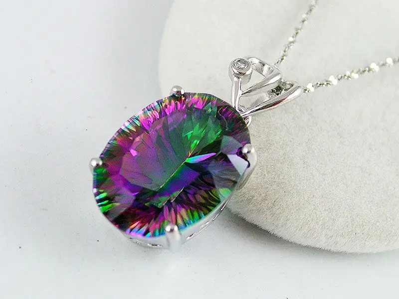 2013 Fashion UNIQUE DESIGN FLOWER 14ct Genuine Mystic Topaz Pendant 925 Sterling Silver Free Shipping|topaz silver jewellery|topaz earingssilver