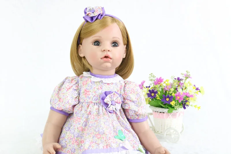 60 см силиконовая кукла Reborn Baby Doll игрушка 2" винил прекрасный блонд малыш живой Bebe ребенок подарок на день рождения девочка Boneca сопутствующая игрушка
