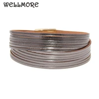 wellmore 12 colors fashion gold charm leather bracelets for women mens wrap bracelets couples fashion jewelry wholesale