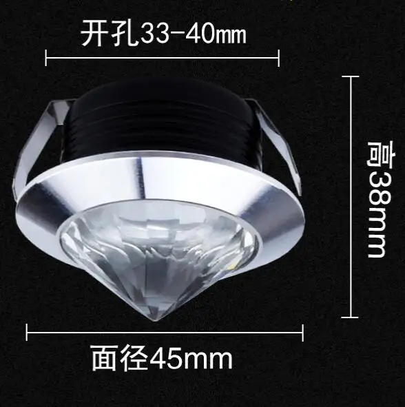 Crystal LED Mini Downlight 110-220V 1W 3W 45MM White Black Golden Silvery Indoor Living Room Bar Decoration Lamp | Лампы и освещение