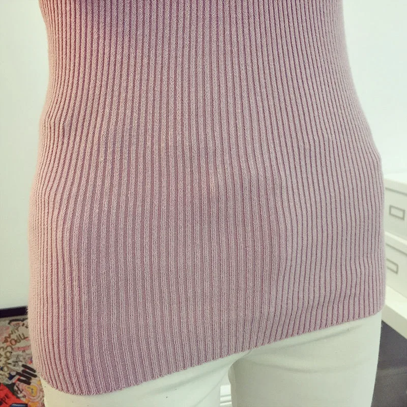 Fashion Solid Knit Women Sweater Autumn Winter Black / Pink Purple Turtleneck Casual Girl Pullovers | Женская одежда