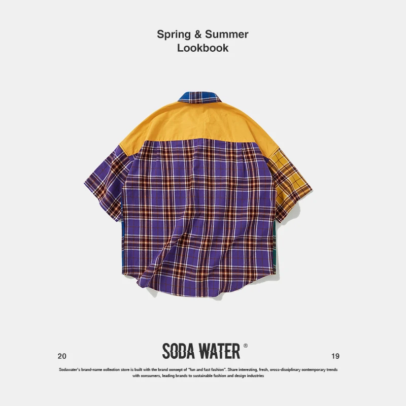 Клетчатая рубашка SODA WATER летняя уличная для скейтбординга с коротким рукавом