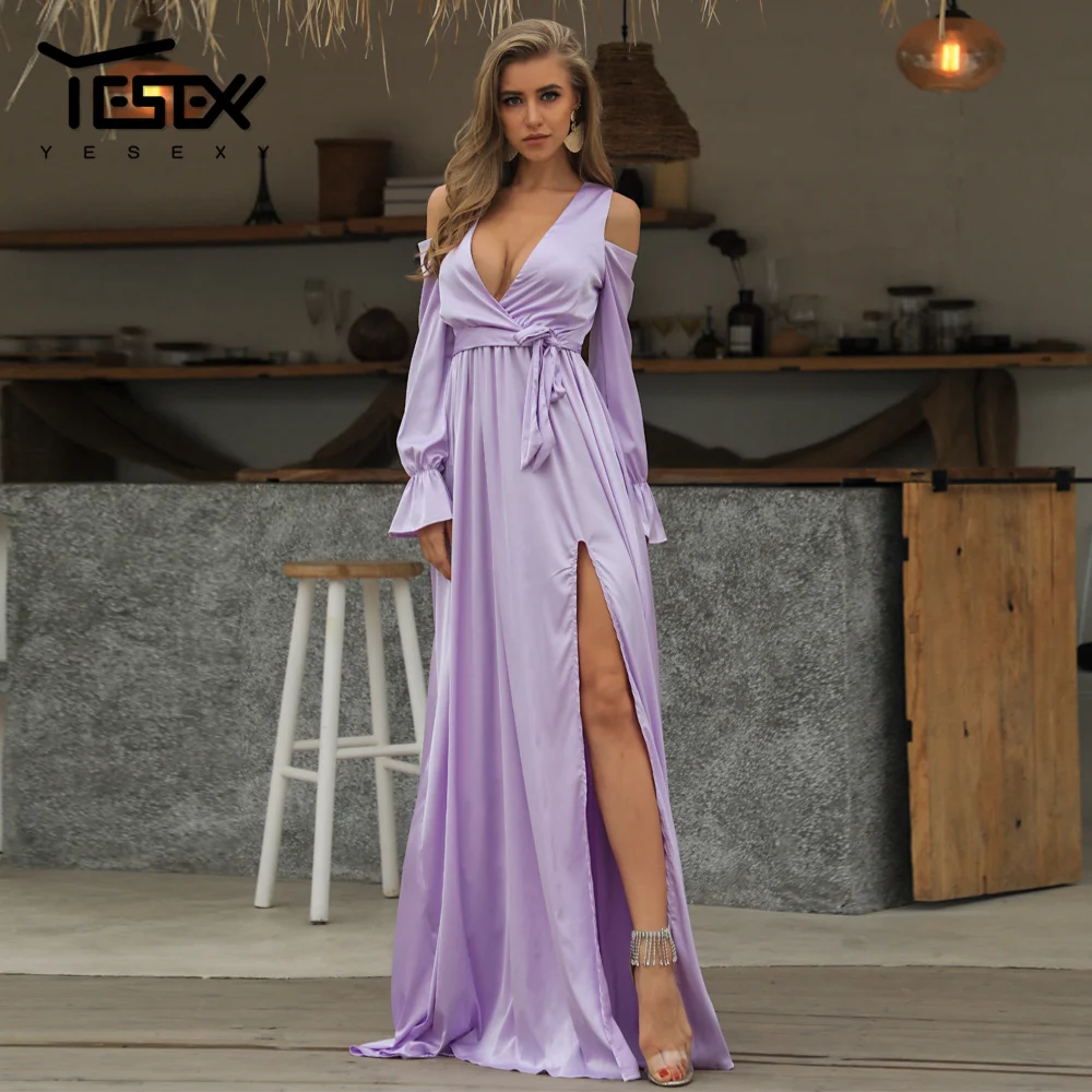 Женское платье с глубоким вырезом Yesexy длинное Повседневное без рукавов