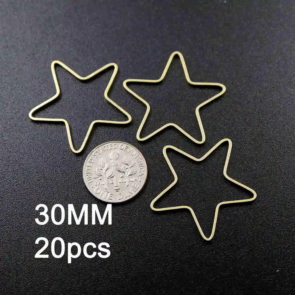 30mm 20pcs 8-40 мм простое сырье латунный провод звезда петля замкнутое кольцо DIY Аксессуары к кулонам 1800329 - Окраска металла: 30mm 20pcs