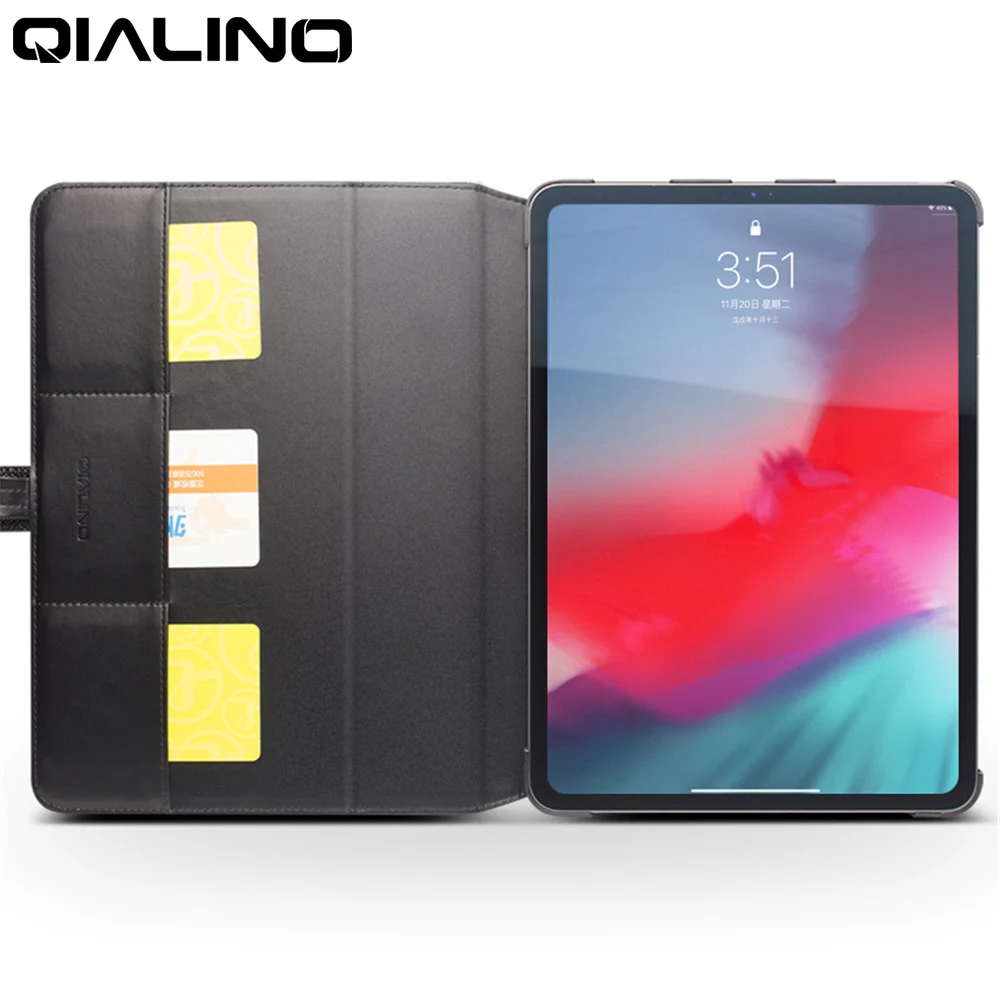 QIALINO, Ультратонкий чехол из натуральной кожи для iPad Pro 12,9, откидной чехол с подставкой и отделениями для карт, Чехол для iPad Pro 11