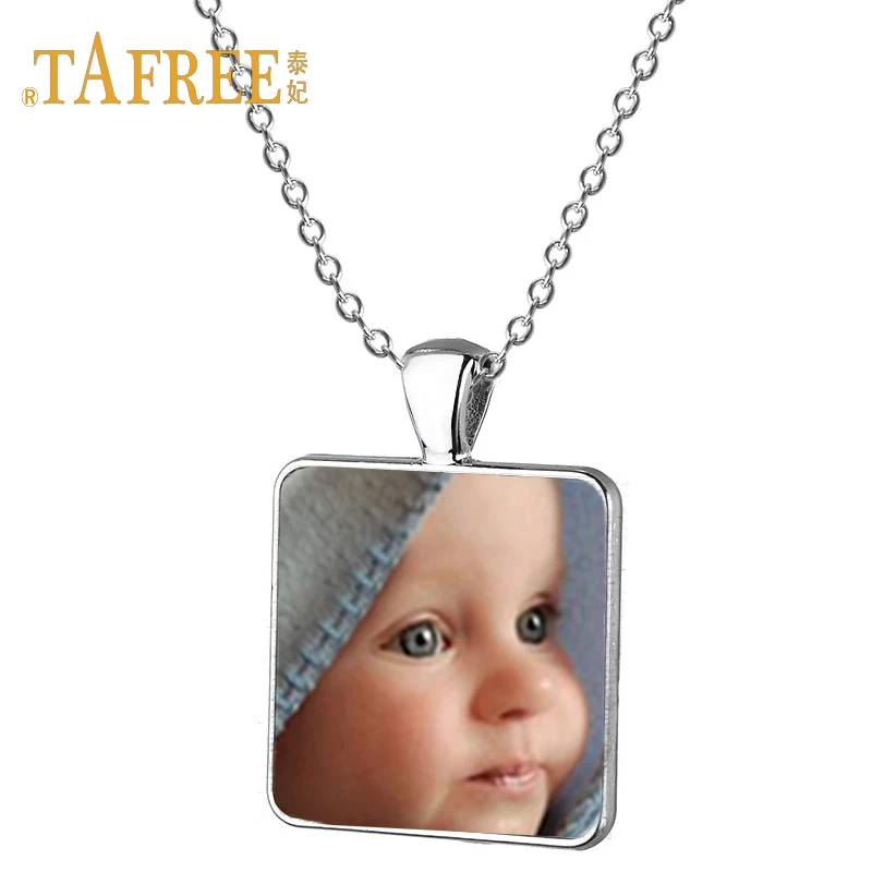 25squaresilver TAFREE индивидуальный фото кулон с текстом ожерелье ручной работы семья ребенок папа мама брат сестра друзья ювелирные изделия NA01 - Окраска металла: 25squaresilver