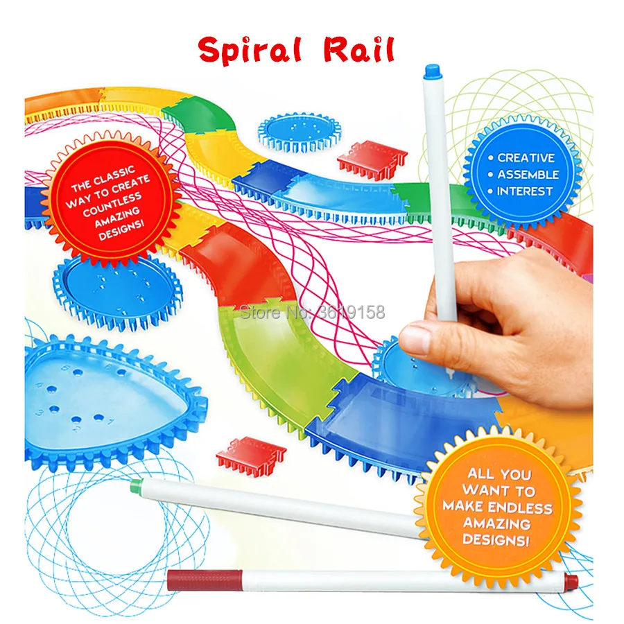 Спиральная игрушка Spirograph Rail для рисования креативная сборка набор дизайна