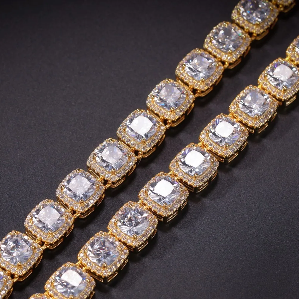 Браслет THE BLING Charm Iced большой квадратный кубический цирконий хип-хоп золотой