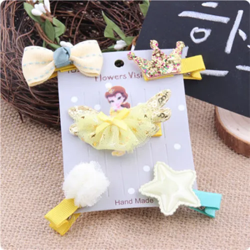 5Pcs Toddler Infant Kid Baby Girl Cartoon Hair Clips Bow Flower Mini Barrettes Hairpin Set Princess Accessories Headwear | Детская